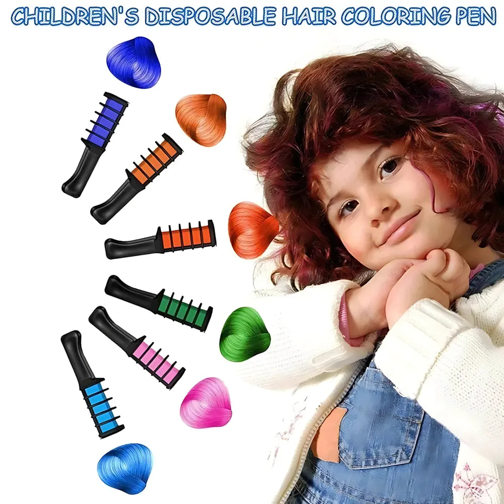 Temporary Hair Chalk Comb Set Fashion Makeup Toy Kits – 10 Colors