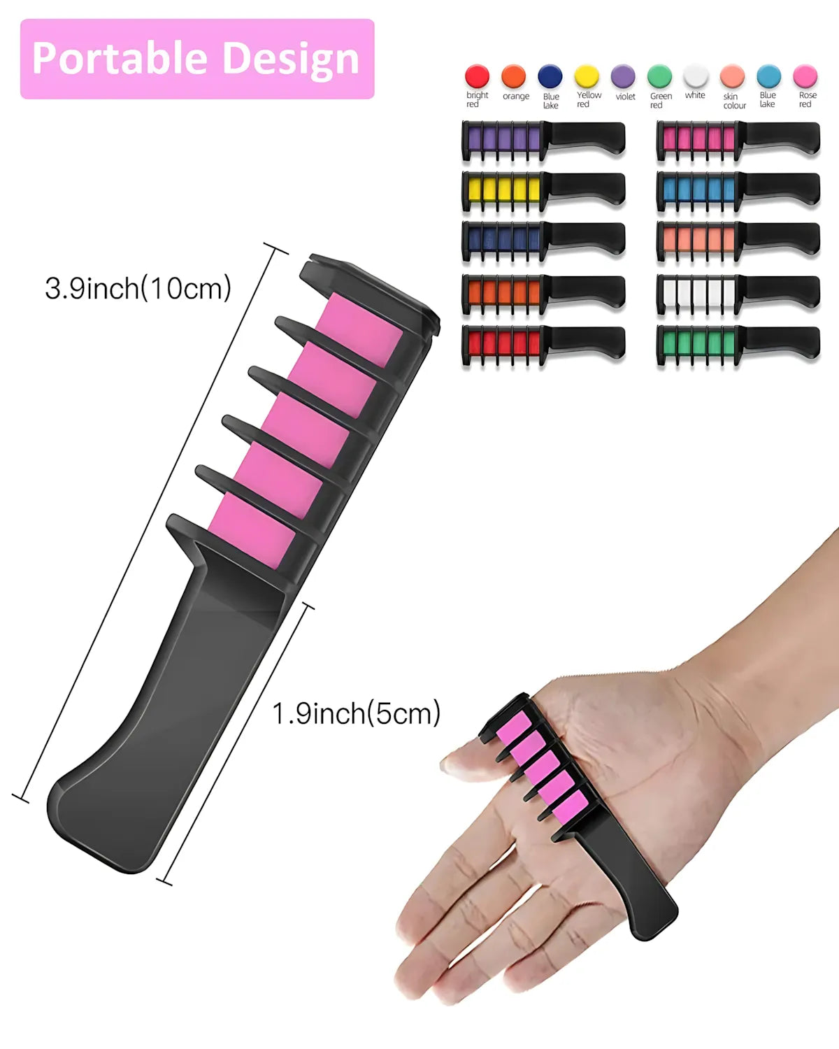 Temporary Hair Chalk Comb Set Fashion Makeup Toy Kits – 10 Colors